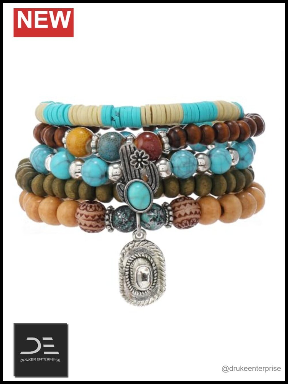 Turquoise Beaded Western Bracelet Stackable Cowgirl Jewelry